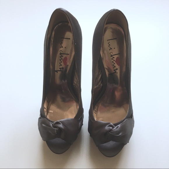 Luichiny Grey Satin Platform Pumps - Picture 2 of 7